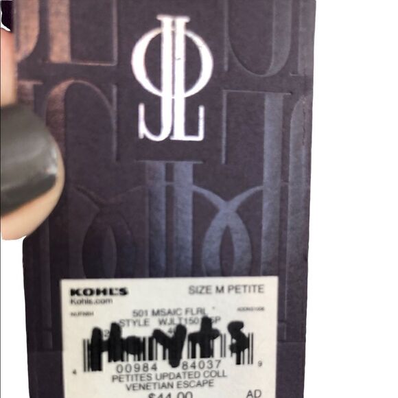 Jennifer Lopez multicolored purple and blue abstract long sleeve top. MEDIUM NWT - Picture 3 of 4